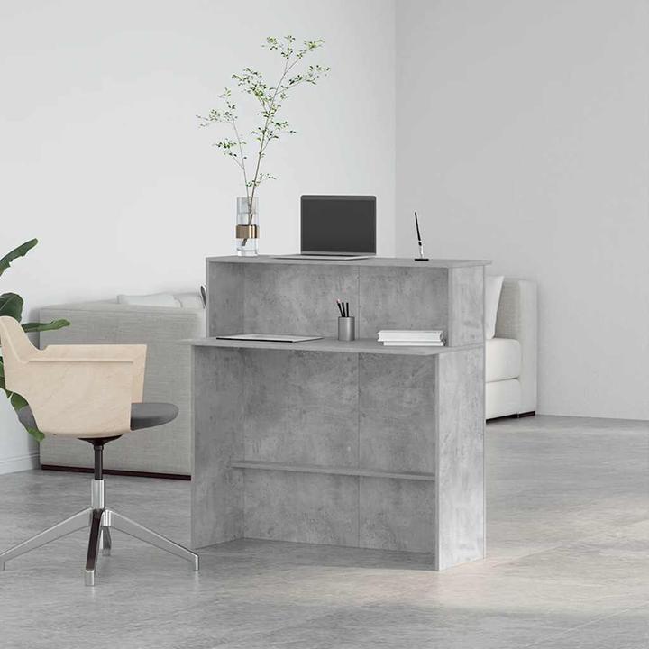Actual product image VidaXL Reception counter concrete grey 100x50x103.5 cm wood-based reception counter