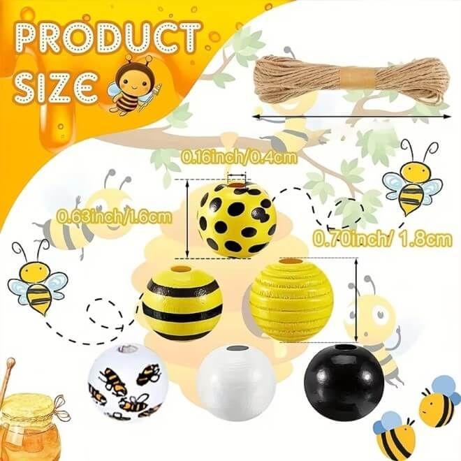 Actual product image MU Classic Bee wooden bead jewellery for DIY crafting