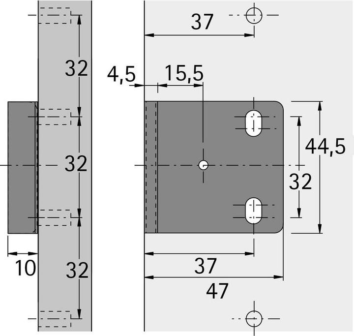 Produktbild Hettich PRESTIGE 2000 Anschlagwinkel Typ 4515, Stahl vernickelt