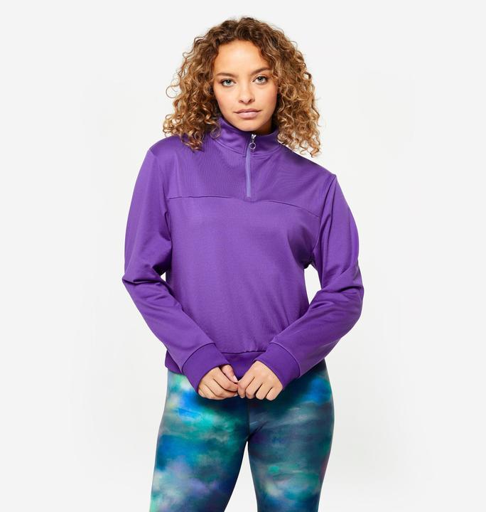 Immagine prodotto Domyos Felpa donna manica lunga con colletto a zip - viola (L)