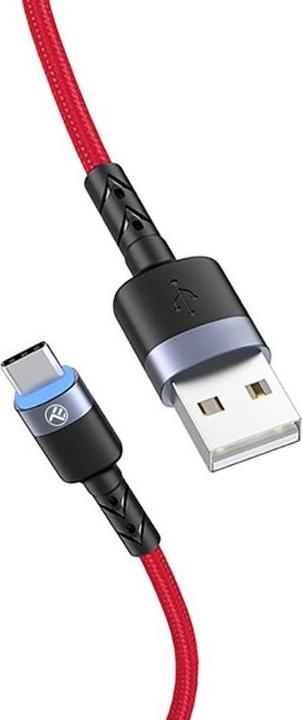 Actual product image Tellur Data cable USB to Type-C with LED Light, 3A, 1.2m red (1.20 m, USB 3.2 Gen 1)