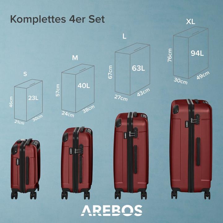 Produktbild Arebos Reisekoffer (94 l, Handgepäck (bis 50l), M (50 - 90l), L (90 - 115l), XL (ab 115l))