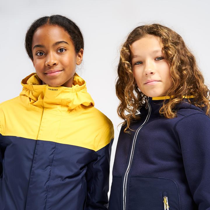 Actual product image Tribord Fleece jacket sailing children warm reversible 500 navy blue/yellow (6, 7, 8)