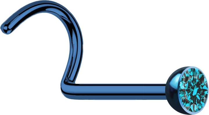 Immagine prodotto Star Piercing Perno nasale curvo blu scuro con cristalli color acqua (Acciaio chirurgico 316L, senza ottone)