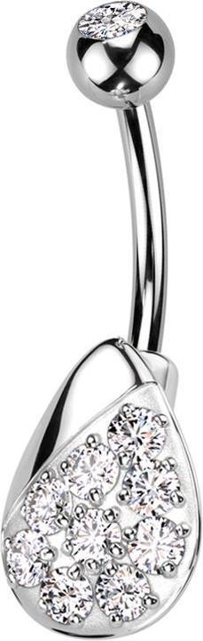 Produktbild Star Piercing Banane silber mit Kugel silber Kristall silber und Tropfen mit Kristallen silber (Chirurgenstahl 316L, Messing)