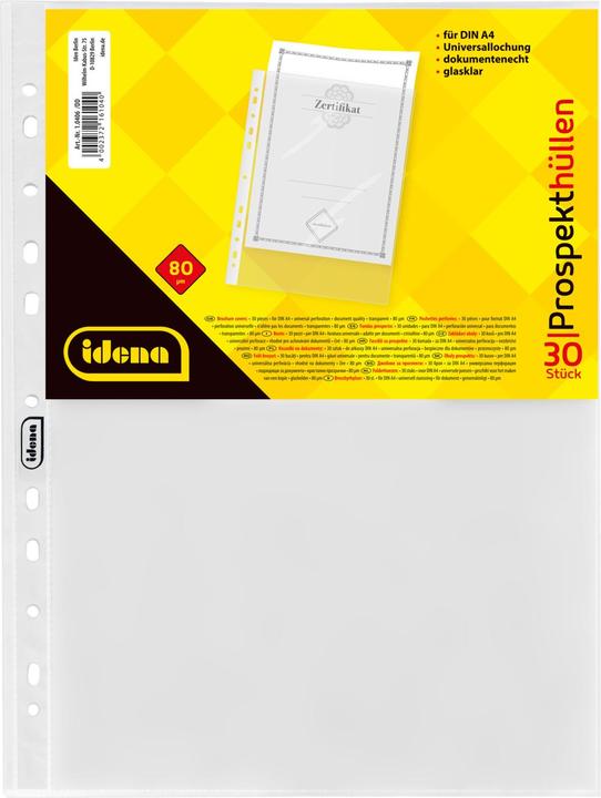 Produktbild Idena Prospekthülle A4 30er glasklar 80µ (A4, 30 x)
