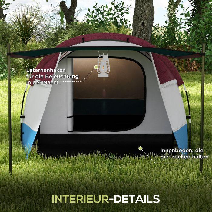Image du produit Swisshandel24 Campingzelt, Tunnelzelt für 3 Personen, mit Lichthaken, Vorzelt für Garten, rot (Tente tunnel, 3 personnes)