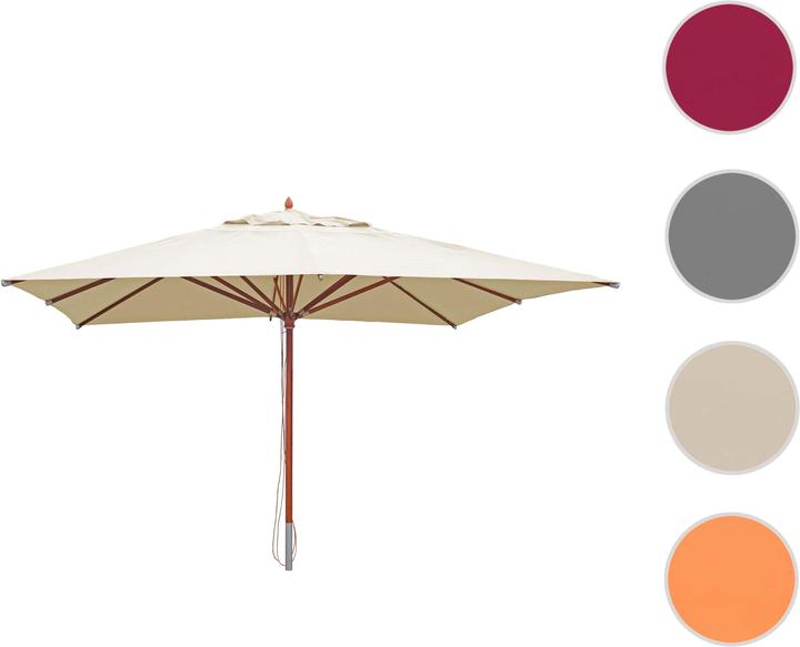 Produktbild Swisshandel24 Gastronomie Holz-Sonnenschirm, Gartenschirm, Polyester/Holz 28kg, eckig 4x4m Seilzug stosssicher - c (4 m)