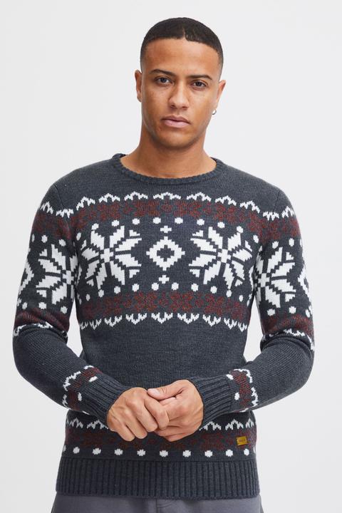 Image du produit Solid Norwig Pull En Grosse Maille Pull-Over Tricot Pour Homme Avec Encolure Rond (L)