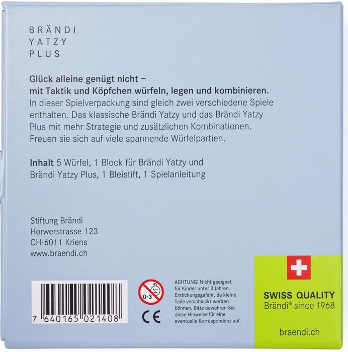 Actual product image Brändi Yatzy Plus (German, English, French)