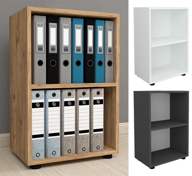 Produktbild VCM Holz Büro Stand Regal Bücher Ordner Aktenregal Ordnerregal Bücherregal Ulas 2f (49 x 32 x 74 cm)