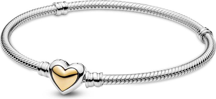 Produktbild Pandora Domed Golden Heart Clasp Snake Chain (19 cm, Silber 925)