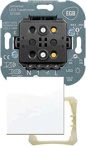 Produktbild EGB 5592e6000e Tastdimmer mit Halterahmen und 55er Wippe RAL9010 LED Leistung 3140WLeistung 73