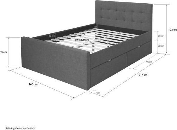 Actual product image Homestyle4u Upholstered bed (160 x 200 cm)