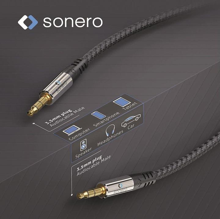 Immagine prodotto Sonero Cavo audio con jack da 3,5 mm e rivestimento in nylon da 5 m (5.50 m, Connettore da 3,5 mm (AUX))