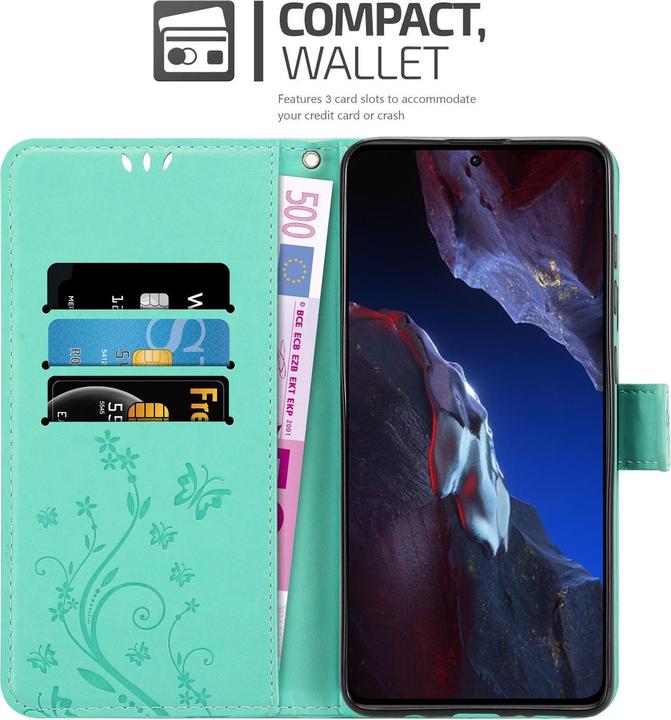 Actual product image Cadorabo Case for Xiaomi Poco F5 Pro Flower Book (Xiaomi Poco F5 Pro)