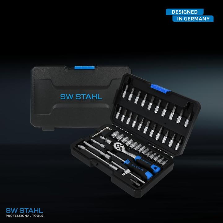 Produktbild SW-Stahl 07748L Steckschlüsselsatz 1/4" Zoll Sechskant I Werkzeugkoffer 48-teilig I Knarrenkasten kl