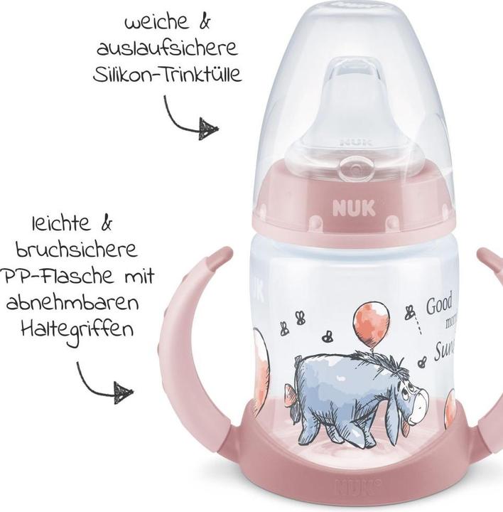 Produktbild NUK Disney Winnie Puuh First Choice Trinklernflasche Temperature Control, 150ml, 6-18 Monate, ros... (150 ml)
