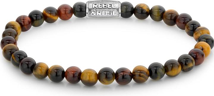 Rebel & Rose Armband Who's afraid of the Tiger RR-60090-S-L Herren (19 cm, Edelstahl, Tigerauge)