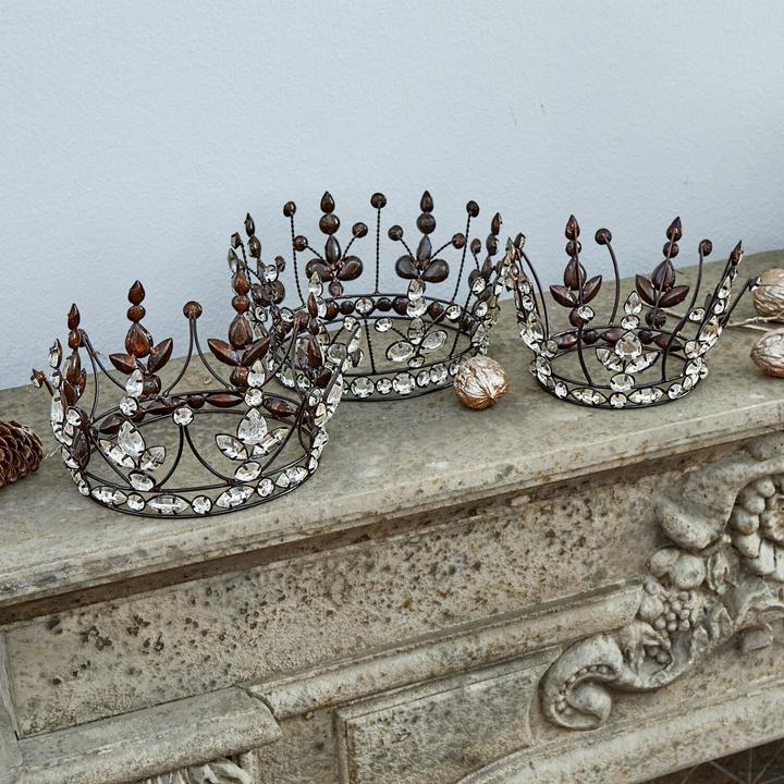 Actual product image Loberon Deco Crown Set of 3 Bigas antique silver