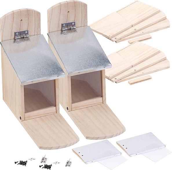 Image du produit Royal Gardineer Lot de 2 mangeoires pour écureuils résistantes aux intempéries, toit métallique, en kit