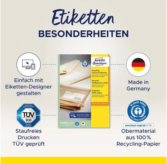 Produktbild Avery Recycling Etiketten, Home Office, Kleinpackung