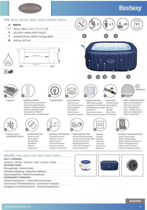 Actual product image Bestway Lay-Z-Spa Hawaii MaxHold EnergySense (6 pers.)