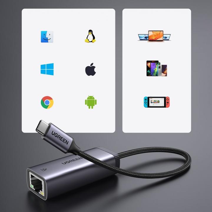 Produktbild Ugreen USB-C to RJ45 Netzwerkadapter (USB-C, RJ45 (1x))