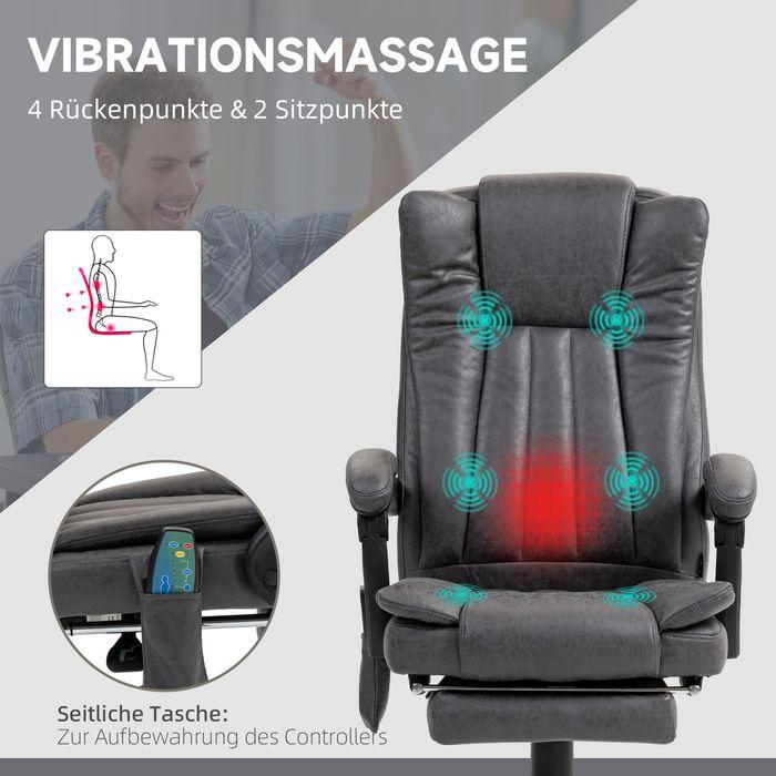 Produktbild Swisshandel24 Bürostuhl mit Massage- und Wärmefunktion, ergonomisch, 6 Massagepunkte, Fussstütze, Polyester, Grau