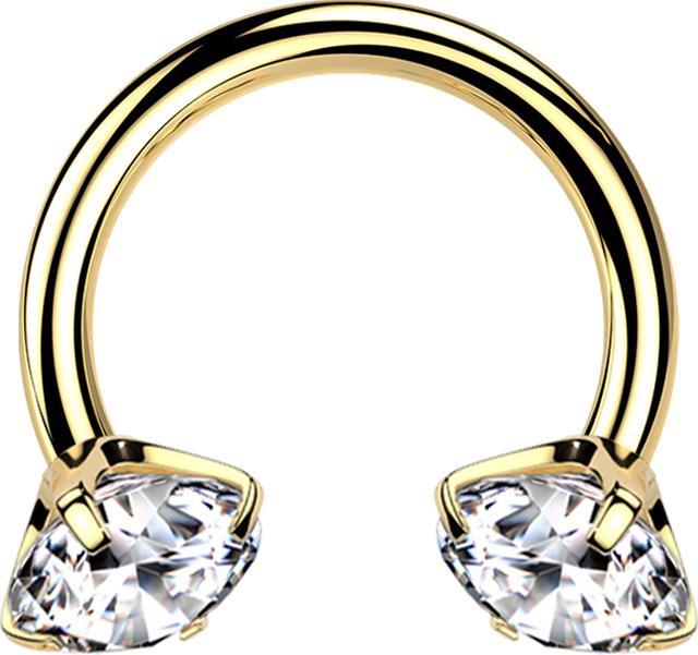 Actual product image Star Piercing Micro Circular Barbell Innengewinde vergoldet zwei Kristalle silber gefasst (Titanium G23, without brass)