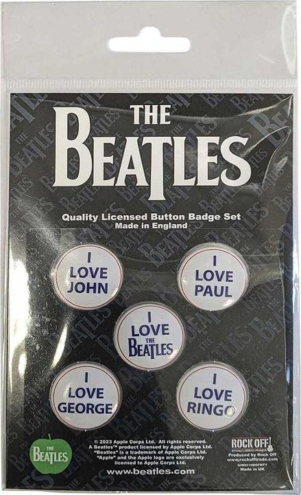 Actual product image The Beatles I Love Badge (Pack of 5)
