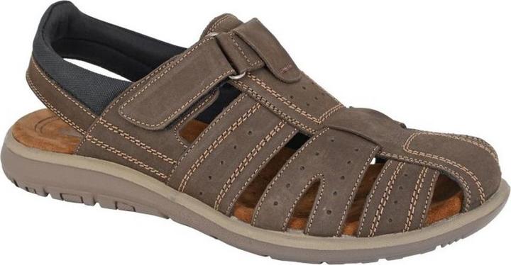 Roamers Mens Leather Touch Fastening Sandals