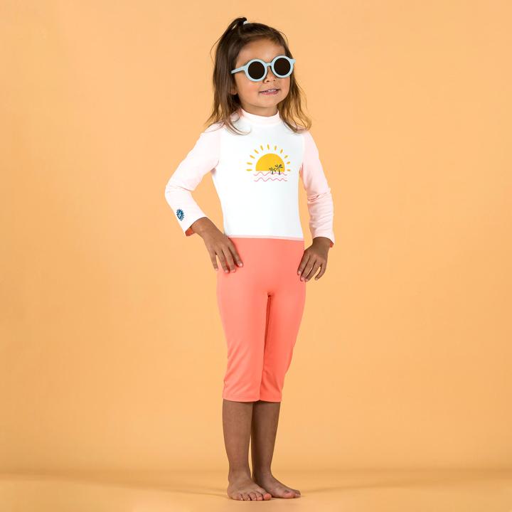 Actual product image Nabaiji UV swimming costume long sleeve baby - pink print (62, 63, 64, 66, 68, 65 C)