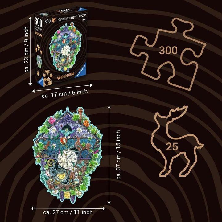 Produktbild Ravensburger WOODEN Puzzle 12000759 - Kuckucksuhr - 300 Teile Kontur-Holzpuzzle mit stabilen (300 Teile)