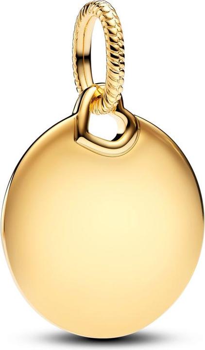 Actual product image Pandora Moments engravable round pendant (Metal, Gold plated)