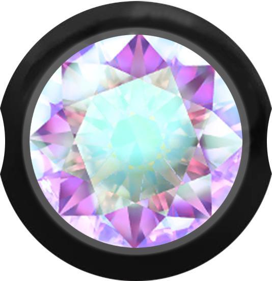 Star Piercing Ball Closure Kugel schwarz mit Kristall multicolor (ohne Messing, Chirurgenstahl 316L)