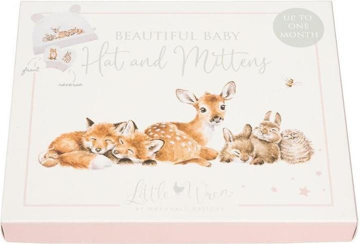 Produktbild Wrendale Design „Little Forest“ Waldtier-Mütze und Fäustling-Set für Neugeborene