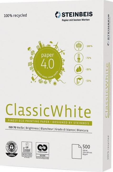 Image du produit Steinbeis Recyclage du papier universel ClassicWhite (80 g/m², 500 x, A4)