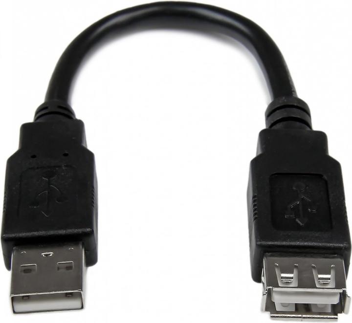 Produktbild StarTech USB 2.0 Verlängerung 15cm - USB-A Verlängerungskabel Stecker auf Buchse - Schwarz (0.15 m, USB 2.0)
