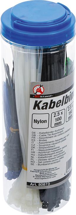 Actual product image BGS Cable Tie Assortment coloured 100 - 150 - 200 mm 450 pcs. (Plastic cable ties, 100 mm, 450 pcs.)