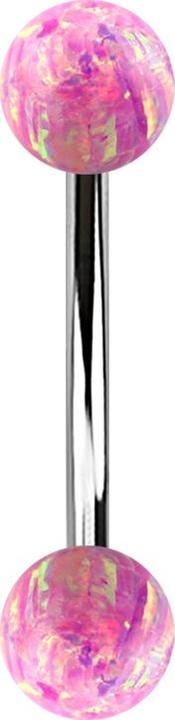 Produktbild Star Piercing Micro Banane silber mit zwei Kugeln Opal pink (ohne Messing, Chirurgenstahl 316L)