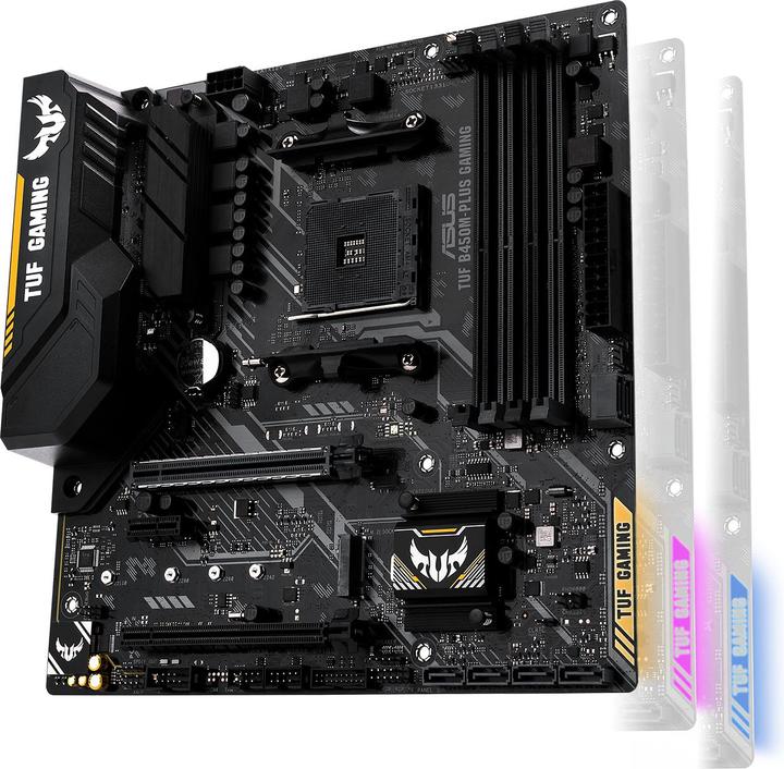 Actual product image ASUS TUF B450M-PLUS GAMING - AMD - Socket AM4 - AMD Athlon - AMD Ryzen 3 - 2nd Genera (AM4, AMD B450, mATX)