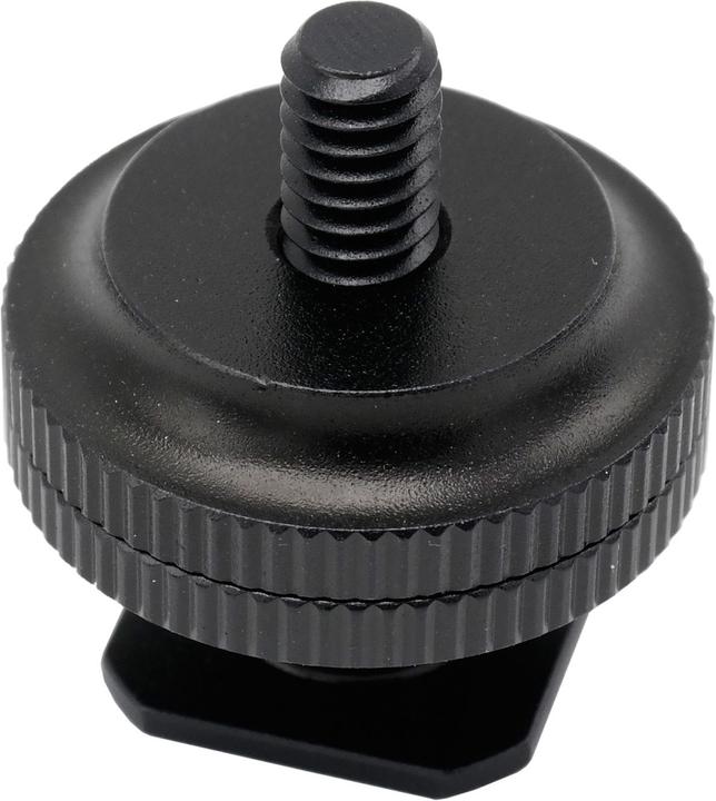 Produktbild Caruba Blitzschuh Adapter Universal Blitzschuh > 1/4" AuÃengewinde (mit DistanzstÃ¼ck) Schwarz (Blitzgerät Adapter)