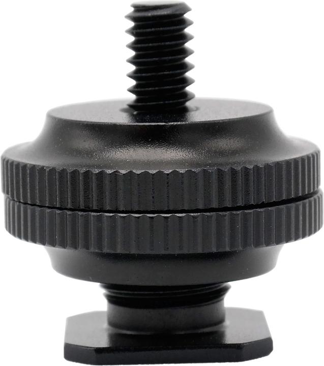 Produktbild Caruba Blitzschuh Adapter Universal Blitzschuh > 1/4" AuÃengewinde (mit DistanzstÃ¼ck) Schwarz (Blitzgerät Adapter)
