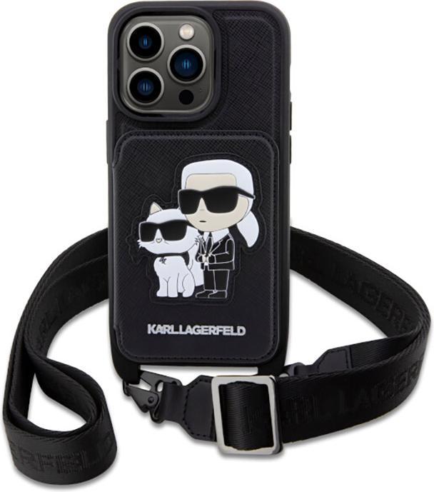 Productafbeelding Karl Lagerfeld KLHCP14XCSAKCPMK iPhone 14 Pro Max 6,7" hardcase czarny/zwart Crossbody Saffiano Karl (Apple iPhone 14 Pro Max)
