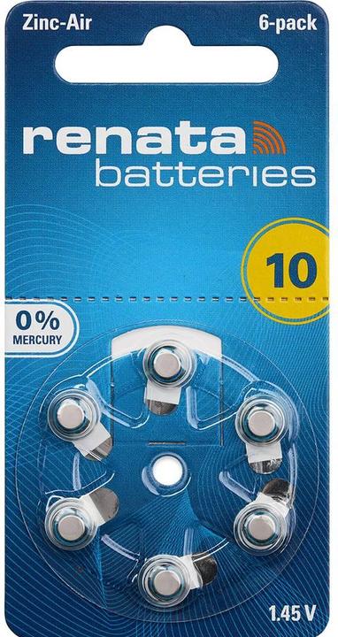 Produktbild Renata Hörgeräte-Batterien ZA10.DP6 0%HG (6 Stk., 10, 105 mAh)