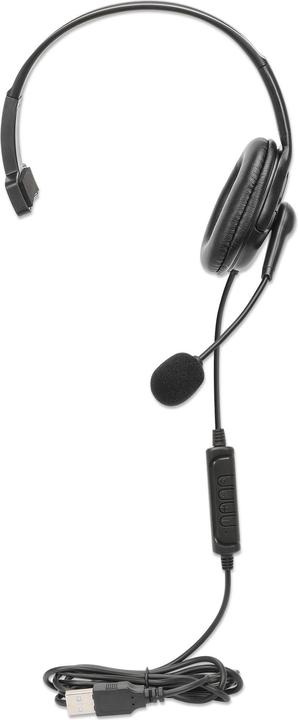 Actual product image Manhattan Mono USB headset with reversible microphone (Cable)