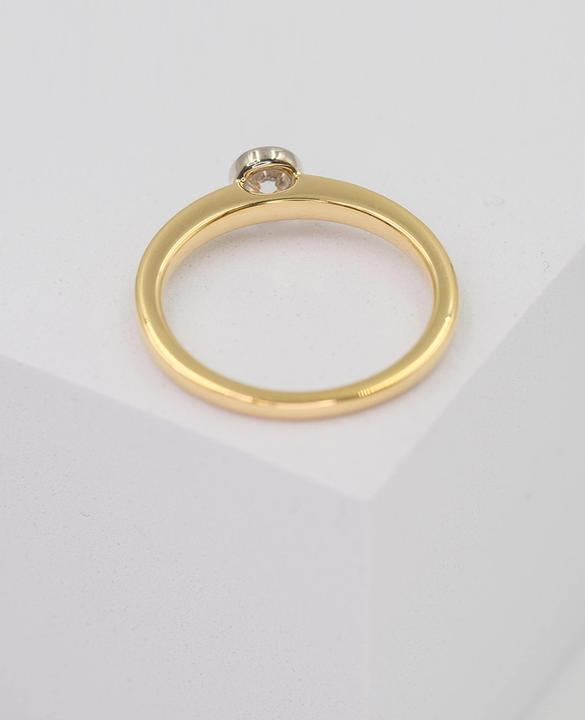 Immagine prodotto Muau Anello solitario cornice impostazione oro giallo 750, diamanti 0.25ct. impostazione oro bianco 750 (56, 950 Platino)