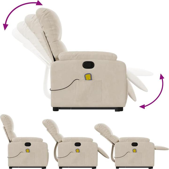Image du produit VidaXL Fauteuil de massage avec fonction releveur Fauteuil de télévision beige microfibre