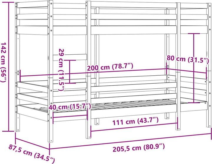 Nährwerte und Zutaten VidaXL Etagenbett (80 x 200 cm)